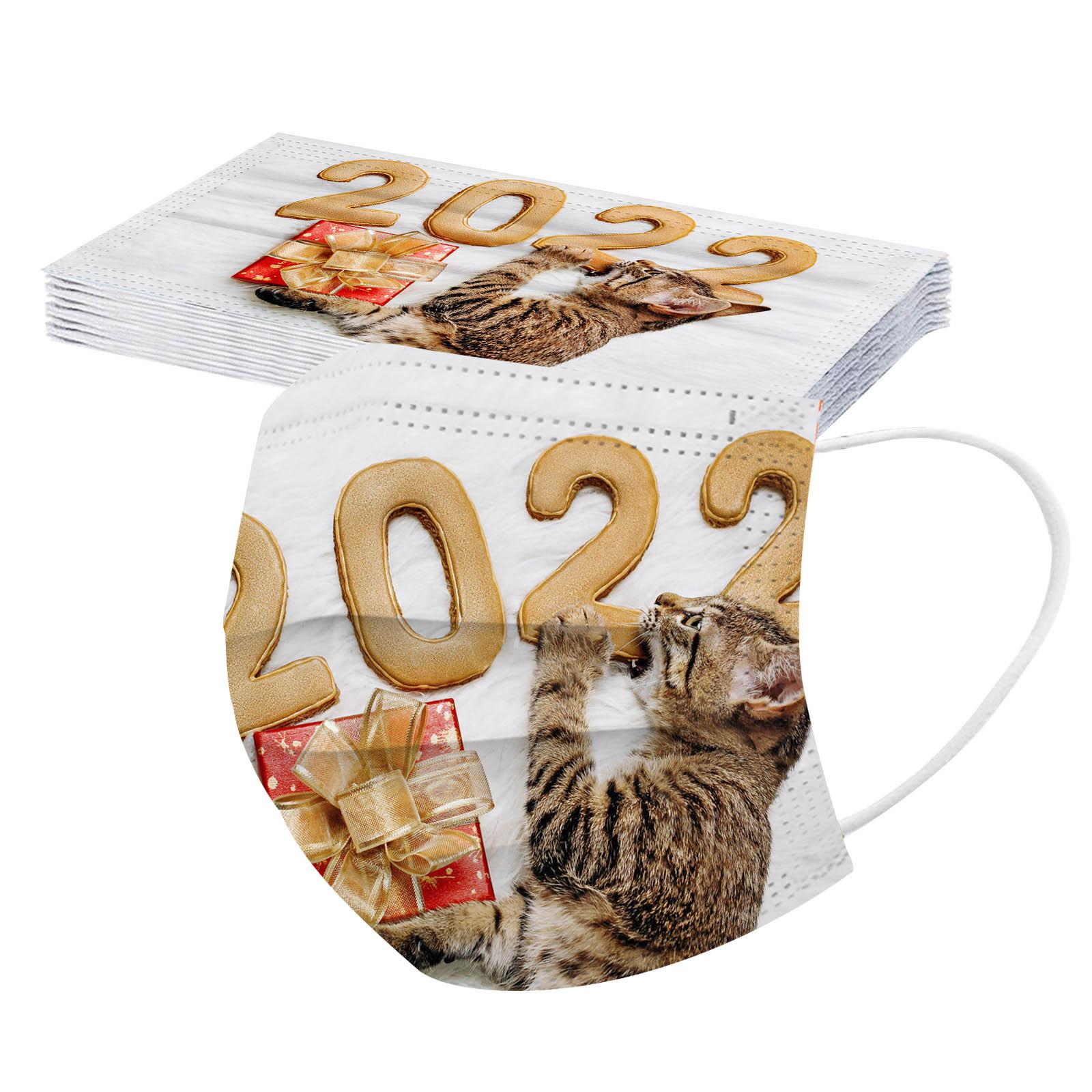 

2022 Детская рождественская одноразовая трехслойная защитная маска 10 шт.