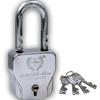 Padlocks/Square Padlock 60mm 8 Lever with 4 Keys QUADRO-5561 Pack of 1/ Mild Steel Material/Bright Chrome Plated Finish/for Door, Shutter,Godown