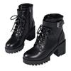 Fashion Women Lace-up Ankle Boots Women Winter Fashion Buckle Strap Platform Combat Short Boots Woman Thick Plush Pu Leather Botas Mujer