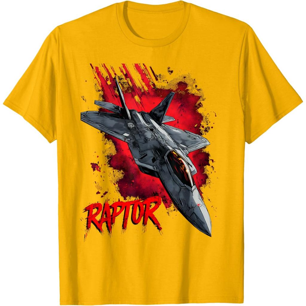 Fighter Jet Raptor Graphic T-Shirt Men S Casual Round Neck Cotton Short Sleeve
