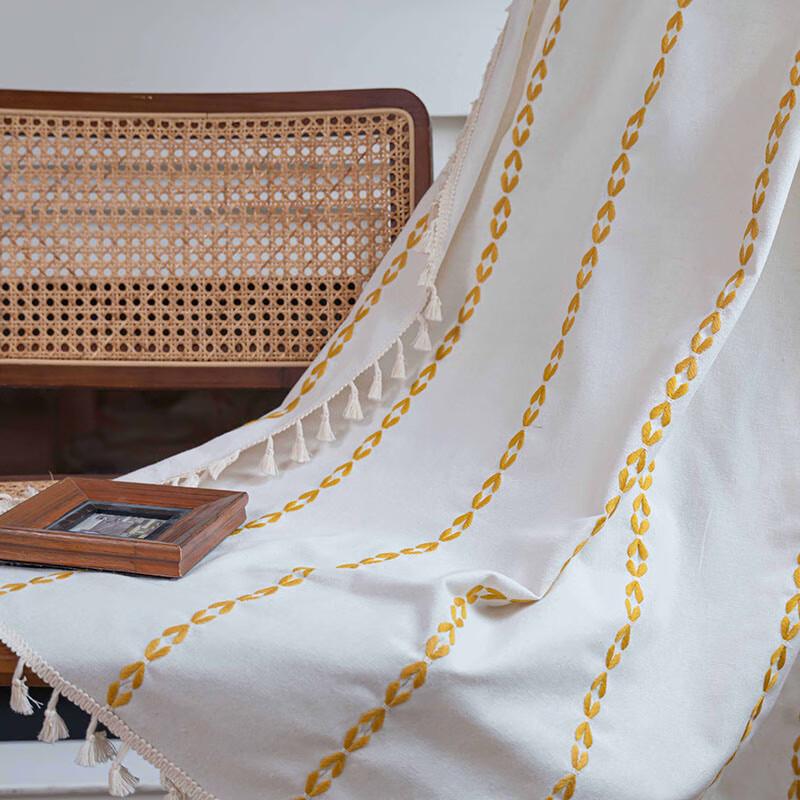 Jingga Embroidered Rod Pocket Semi-Blackout Curtain