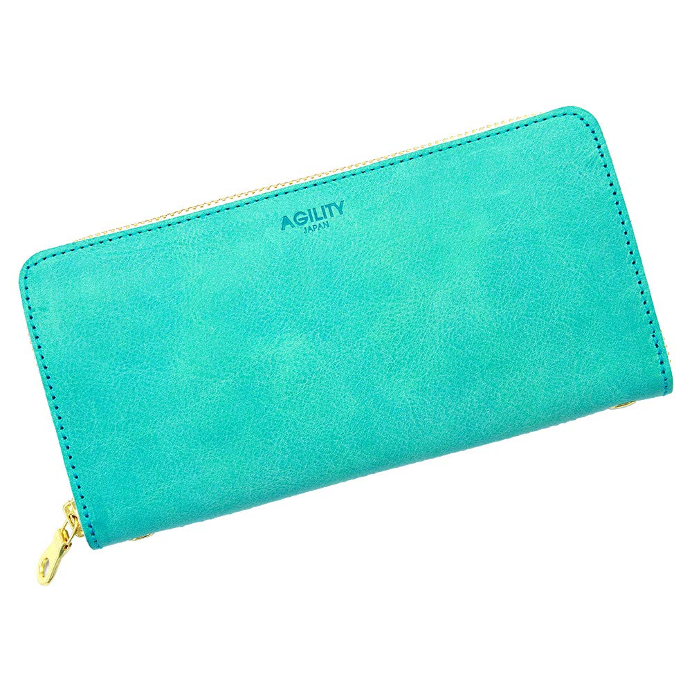 AGILITY affa "Grotto" Wallet, Long Wallet, Leather Wallet with Round Zipper, Genuine Cowhide Leather
