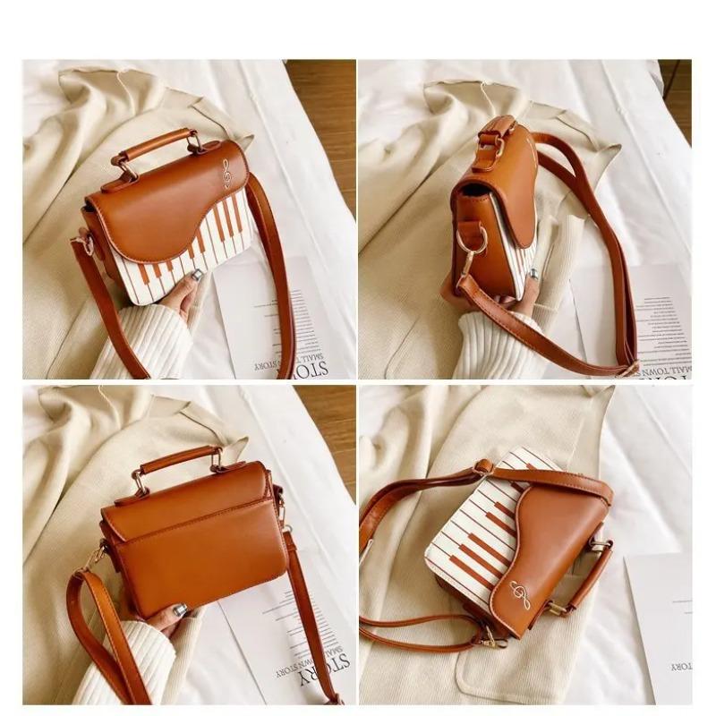 Fashi Shoulder Bags for Women Female PU Leather Piano Crossbody Messenger Bags Small Handbag Wide Strap Purse
