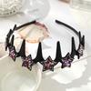 Korean Sparkly Rhinestone Flower Wavy Black Headband with Non-slip Teeth for Women