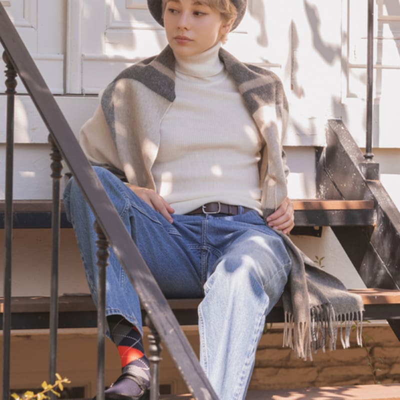 ABRAHAM MOON Merino Wool Shawl 70cm - Madison Natural