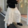 Elegant Versatile Pleated Skirt Women Fashion Solid Loose Pleated A-line Skirts Casual Elastic Waist Skirt Female Clothing 25930