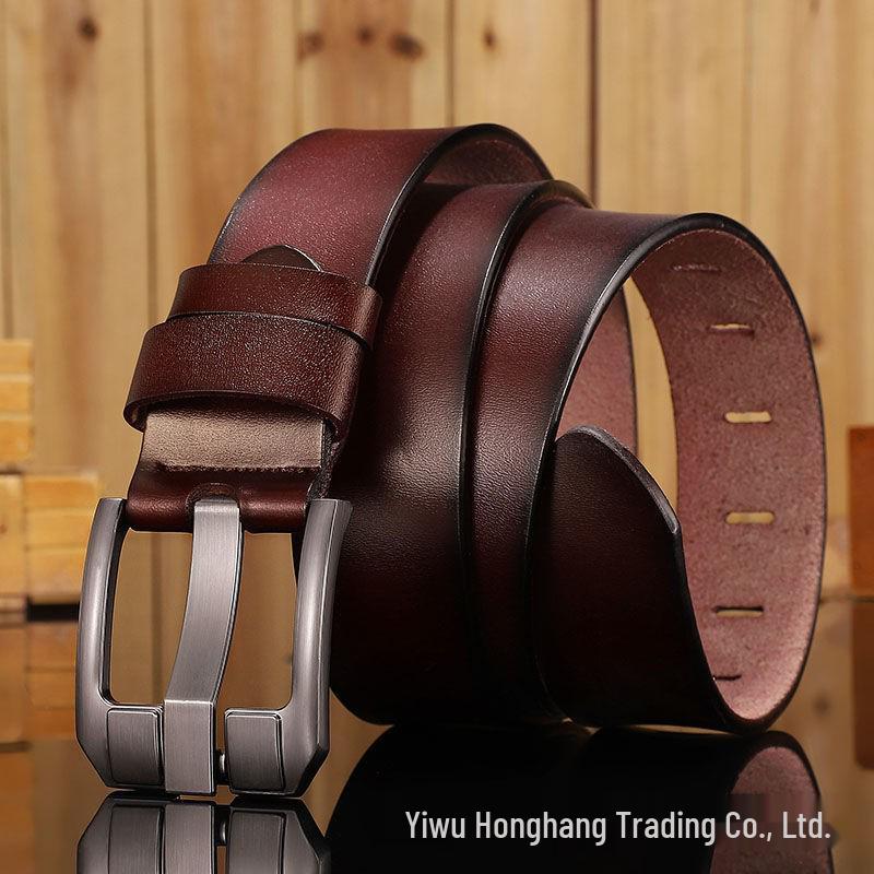 

Men s Wide Vintage Cowhide Leather Belt with Needle Buckle - Plus Size 120cm