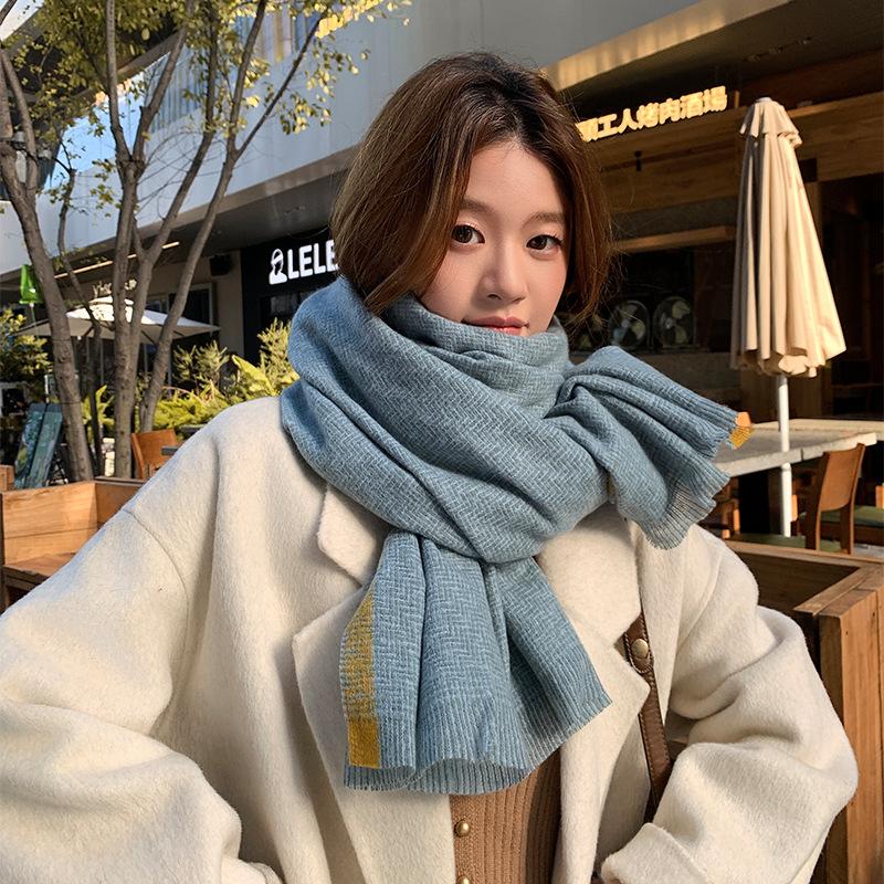Autumn Winter Korean Sweet Minimalist Scarf High-End Warm Thickened Shawl Neck Warmer Women