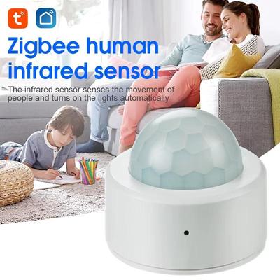 Sensor de Movimento Humano Tuya ZigBee Detector PIR Inteligente Infravermelho Sem Fio Alarme de Segurança Doméstica Aplicativo Smart Life Funciona com Alexa Google