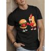 Skurrile Fast-Food-Charaktere Boxende Herren Kurzarm-T-Shirt Sommer-T-Shirt Top