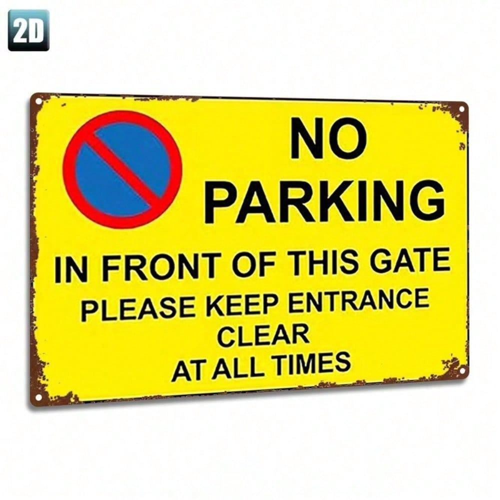 1pc No Parking Gate Sign 8x12in Metal Plaque, Durable Iron Art 2D Flat, Vintage Decor for Home Kitchen Bar Restaurant Bedroom