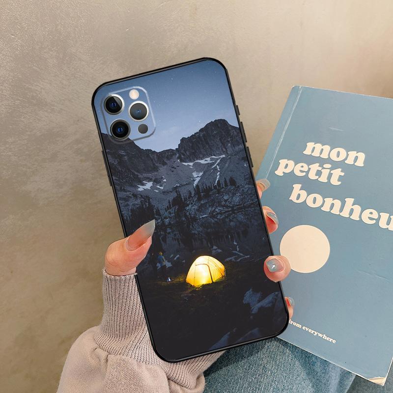 Camping Nature Mountain Case For 17 Air iPhone 16 15 14 13 12 11 Pro Max 12 Mini XR 15 16 Plus 16e Back Cover Shell