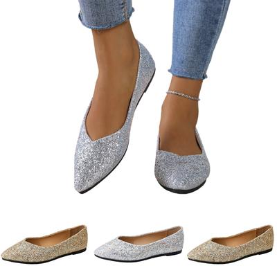 Damen Glitzer Ballerinas mit Pailletten für Partys, Hochzeiten, den Alltag