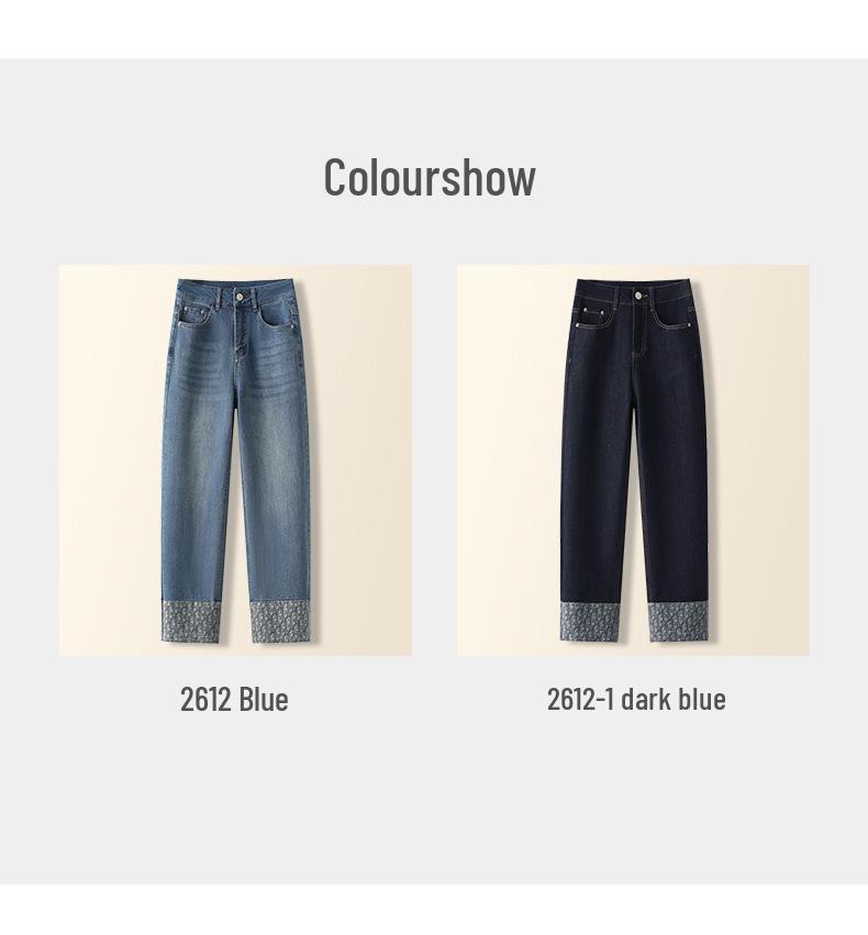 2025 New Spring Women's High-Waisted Blue Slimming Harem Jeans - Cuffed, Cropped, and Loose-Fit Cigarette Pants