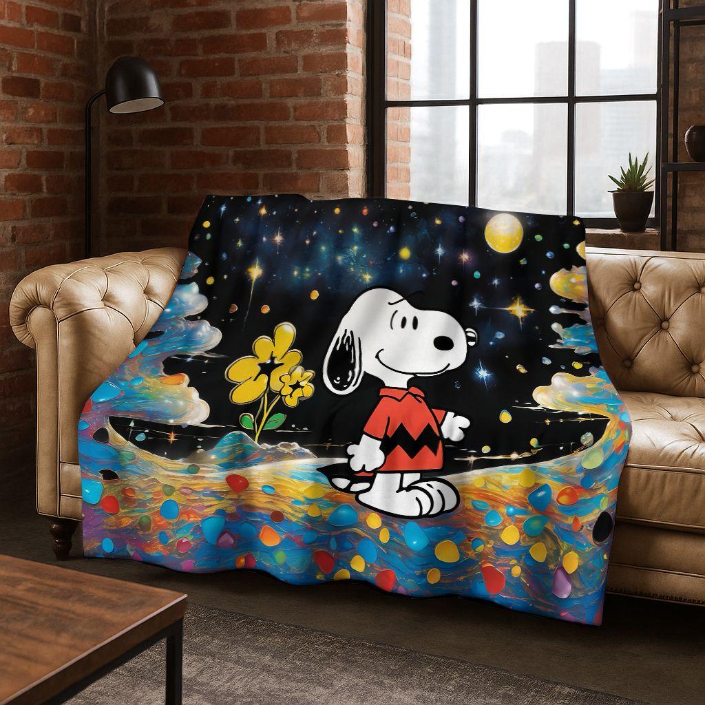 3D Cute Snoopy Dog Peanuts Art Cartoon Flannel Blanket,Cozy Soft Throw Blanket for Home Bedroom Bed Sofa Picnic Cover Gift Kids