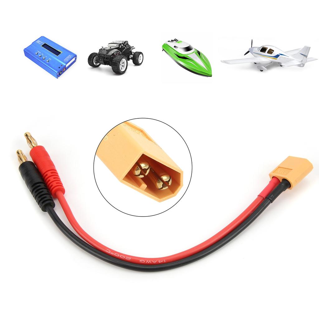 15cm RC Charger Cable XT60 to 4.0mm Banana Plug 14AWG Cable for Lipo Battery Charger