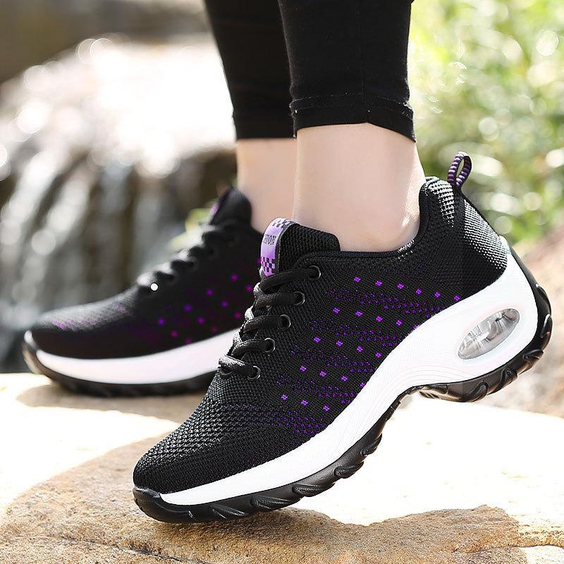 New Air-cushioned Shoes Thick-soled Shoes Women's Sports Shoes Versatile Anti-slip Woven Casual Shoes