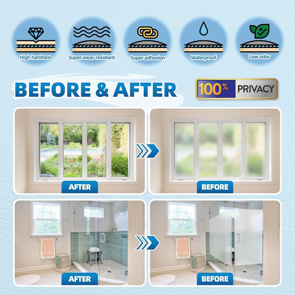 Frosted Glass Paint for Window 16oz & Waterproof Window Privacy Paint 500g, Frosted Glass Window Film, UV Resistant Frosted Glass Spray for Glass