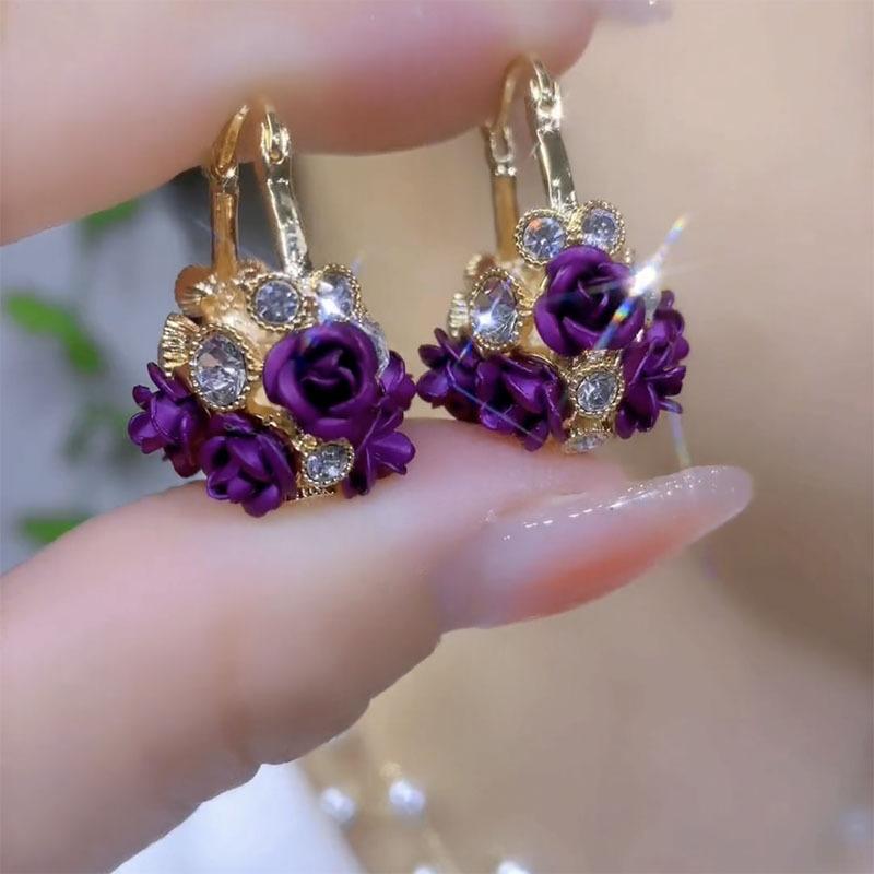 Micro-paved High-quality Rose Flower Basket Earrings for Women, Fashionable and Versatile Earrings, High-end,