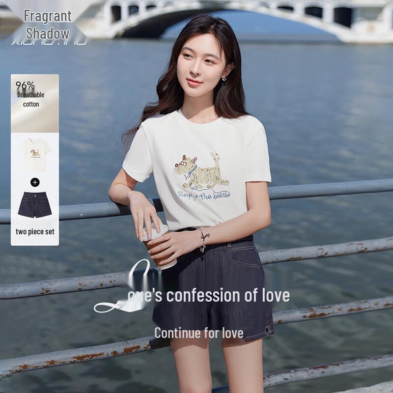 

Xiangying Women s Cartoon Puppy Embroidered Short Sleeve T-Shirt S