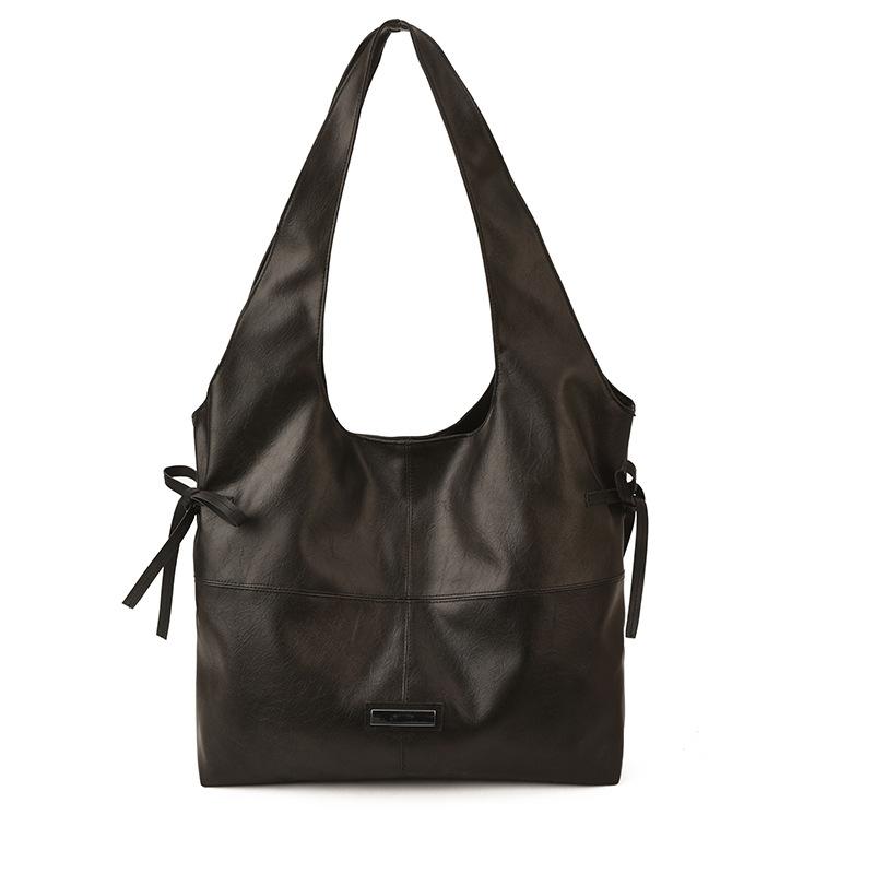 

Minimalist Oversized Tote Bag Shoulder Bag for Women Side Tie Details for Everyday Use чёрный