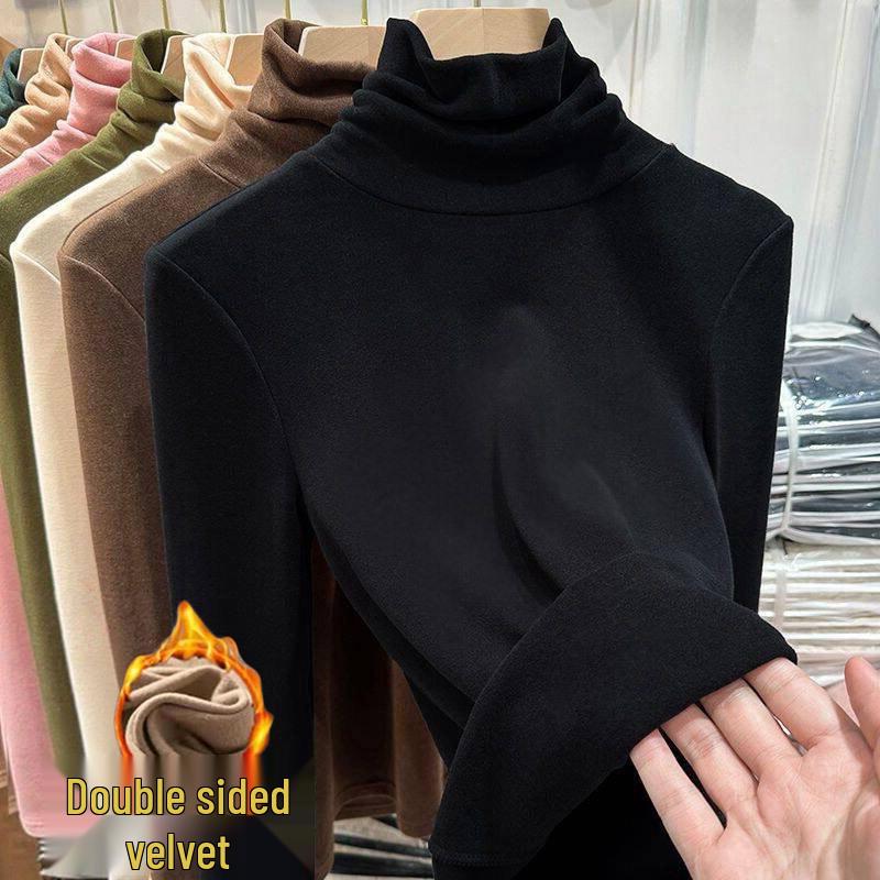 

Женский облегающий топ с высоким воротником и длинным рукавом, на флисовой подкладке из бархата, для осени/зимы XL 120-135 jin