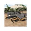 Garden Furniture Set with Adjustable Tilt Angle (5 Positions, Maximum 55°) Including a Coffee Table, Grey + Black