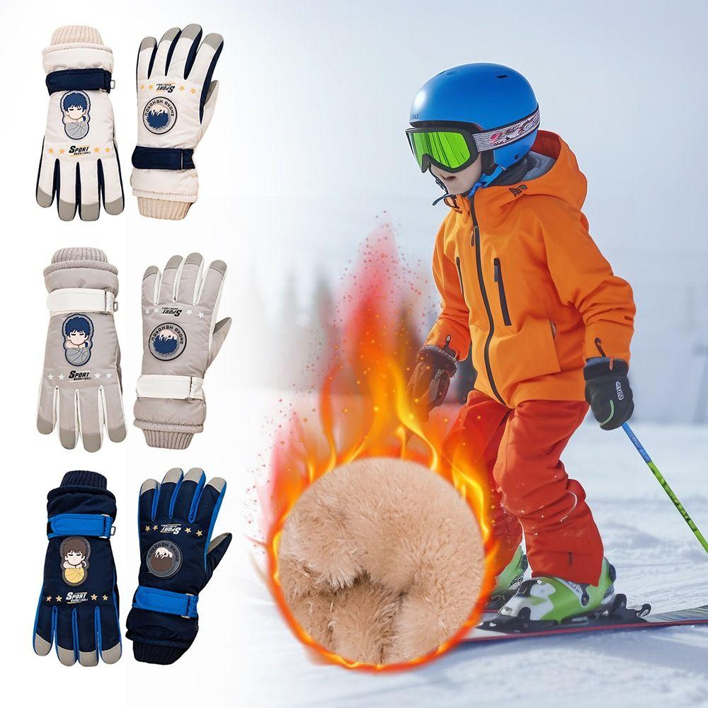 

Thicken Winter Warm Gloves Plus Velvet Cycling Gloves Cute Children Ski Gloves білий