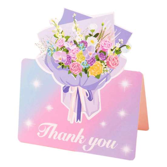 Mothers Day Flower Cards 10Pcs 3D Thank You Card, Floral Bouquet Greeting Best Wishes Note Card Appreciation Gifts for Anniversary, Mother's