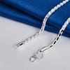 925 Sterling Silver Simple 4MM Twisted Fine Chain Necklace for Women Fashion Party Favor Wedding Jewelry