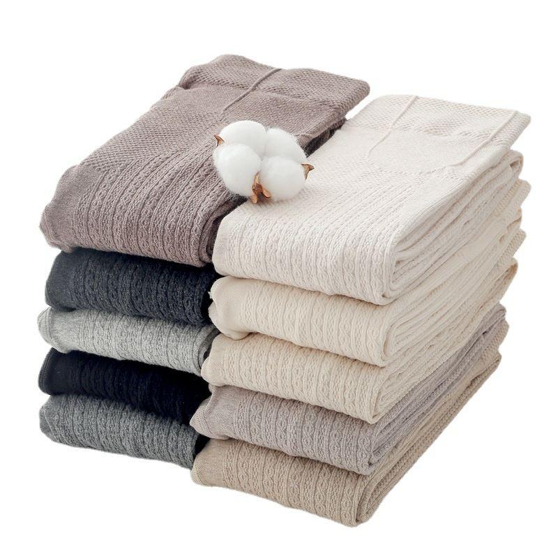 Japanese JK Milky White Pantyhose Knitted Twist White Stockings Women's Autumn and Winter Fleece Thickened Warm Cotton Leggings