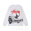 Stu American Style Waffle Print Oversized Long Sleeve Tee Men Winter Casual Wear