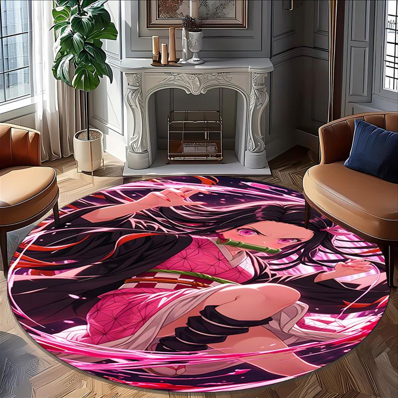 1pc Nezouko Carpet, Round Rug, Comfortable, Suitable for Entryways, Living Rooms, Office, And Bedrooms, Christmas Decoration