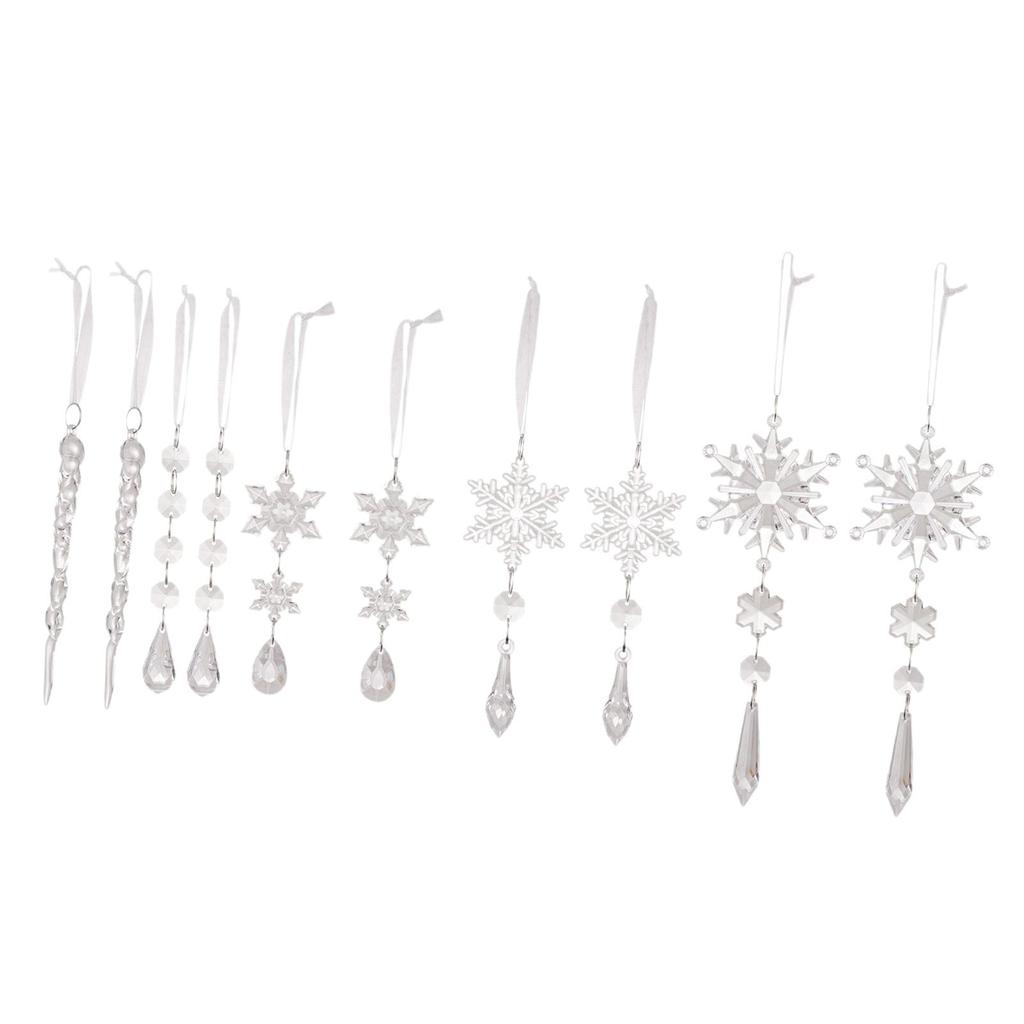 Snowflakes Icicles Ornaments Christmas Tree Decoration Seasonal Decor Collection Drop Ornaments Xmas Tree Pendants for Party