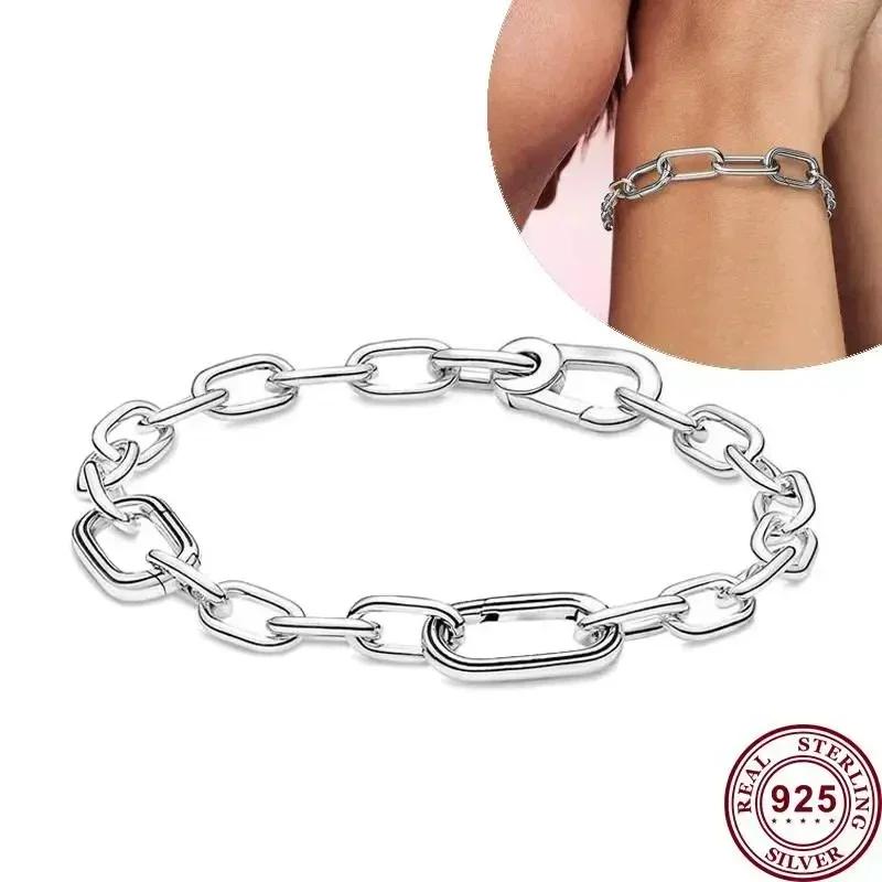 

Новий популярний жіночий браслет з логотипом з перлами S925 Silver ME серії двоколірних ланцюжків любові підходить для чарівних ювелірних виробів 19CM