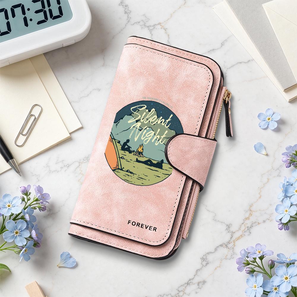 Retro Wallet with Camping Pattern