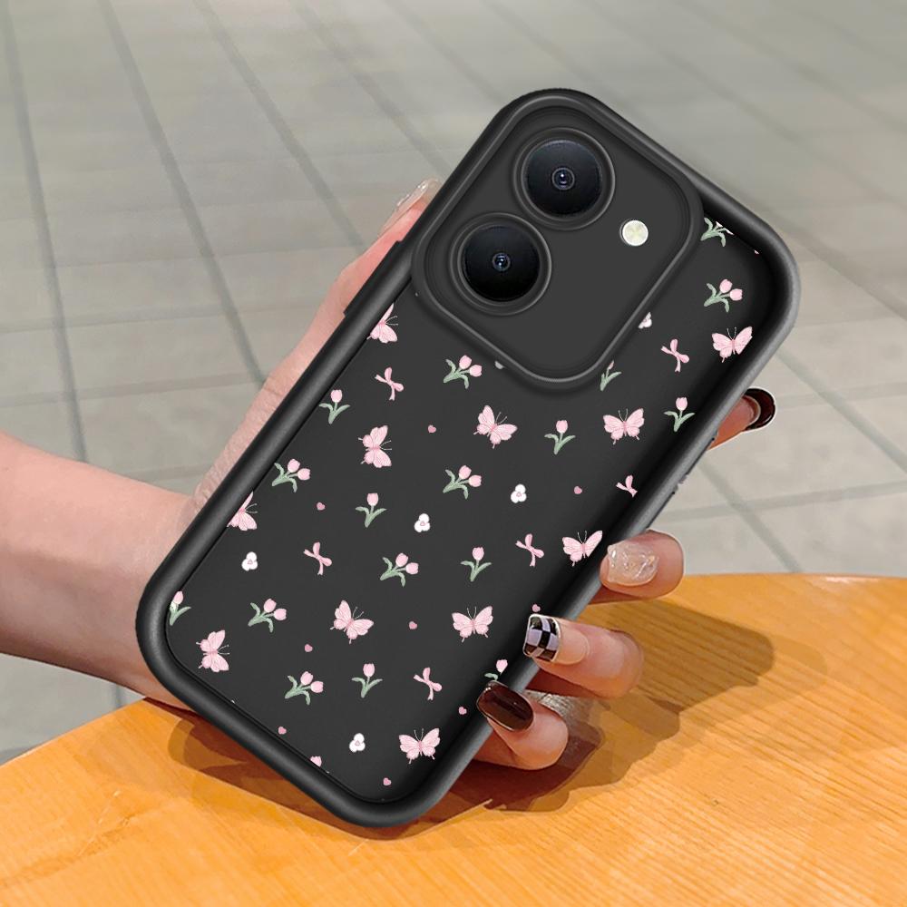 Soft Silicone Square Ladder Printing Pattern Phone Casing Full Cover Camera Shockproof Protection Rubber Case for Vivo