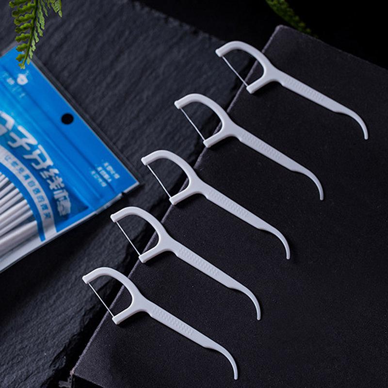 30/50/100Pcs White Dental Floss Pick Tooth Cleaner Sticks