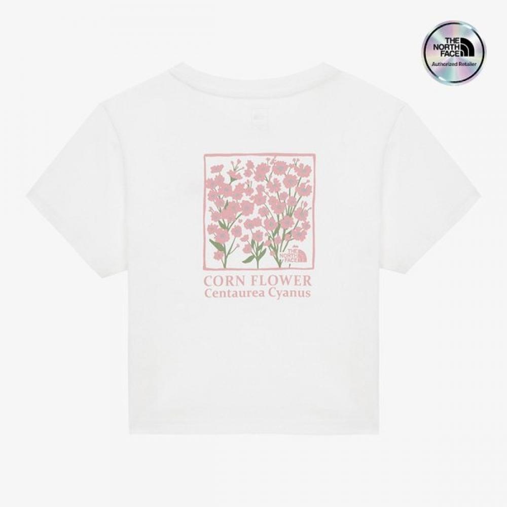 The NorTh Face Women S ShorT Sleeve T ShirT floreT Off whiTe nT7ur32a