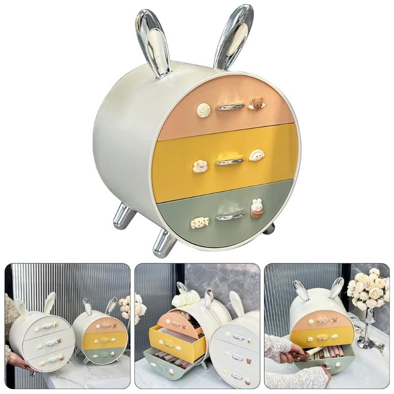 Jewelry Stationery Desk Organizer Cosmetics Storage Rack with Pull Out Drawers Multiurpose Makeup Tool Holder Shelf