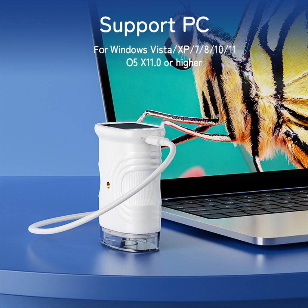 Çocuklar İçin El Tipi Dijital Mikroskop 1000X 2.0 Ekranlı Taşınabilir Şarj Edilebilir Teleskop