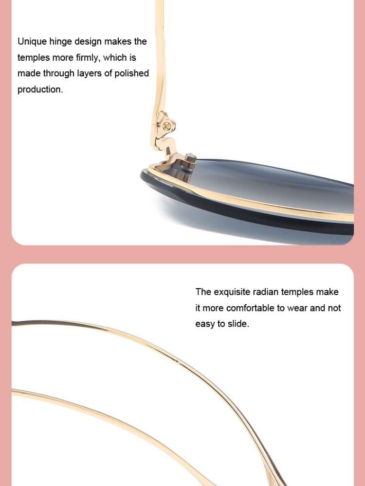 Luxus Runde Gradienten Sonnenbrille Frauen Metall Gebogene Tempel Brillen Ozean Randlose Mode Sonnenbrille Damen UV400