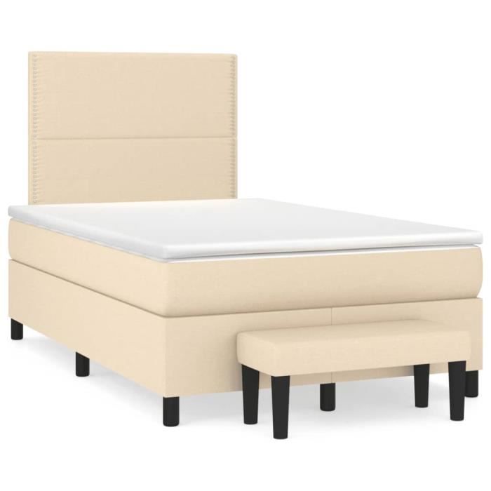3136506 vidaXL Lit à sommier tapissier avec matelas Crème 120x200 cm Tissu