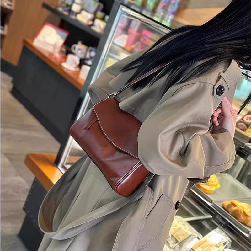 Underarm Bag Women's Large Capacity Skew Top Layer Cowhide All-in-one Shoulder Bag Premium Genuine Leather Bag for Women