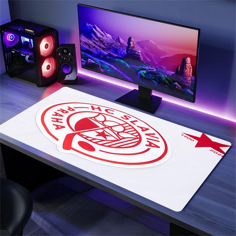 SK Slavia Praha Art Mouse Pad, Large Gaming Desk Mat, Non-slip XXL Mousepad for Laptop & Tablet, Mini PC Playmat with Stitched Edges