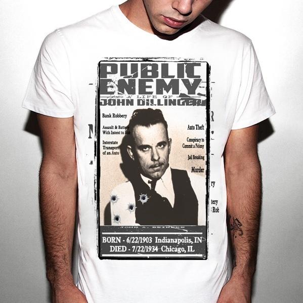 

John dillinger Public enemy number one, most wanted, hitman, sicario tee Unisex T-Shirt XXXL