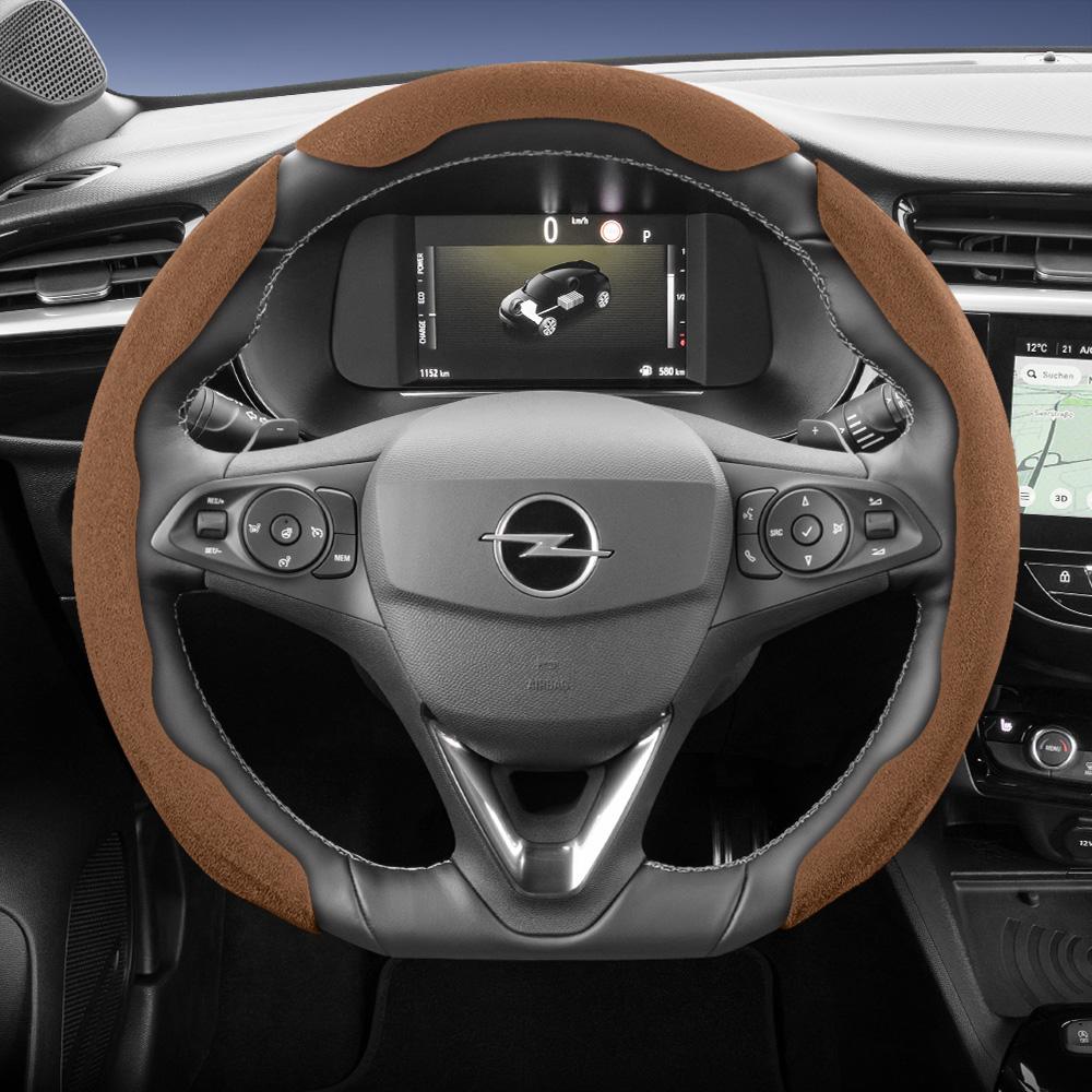 Suitable for Opel Sports Suede Steering Wheel Cover, Split Snap-On Anti-Slip Style, for Models Such As Corsa, Mokka, Astra, Grandland, Combo, Zafira, 