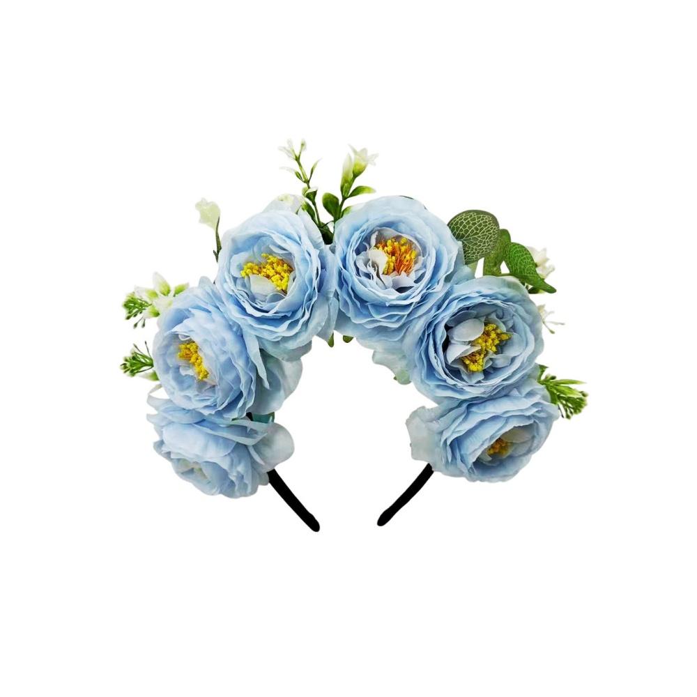 Floral Wreaths Head Hoop Comfortable Bohemian Flower Hair Accessories Artificial Fabric Flower Hairband Anti-Slip For Wedding