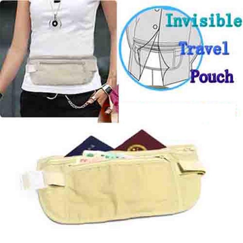 Hidden Money Security Passport Card Ticket Waist Belt Bag Pocket Travel Wallet