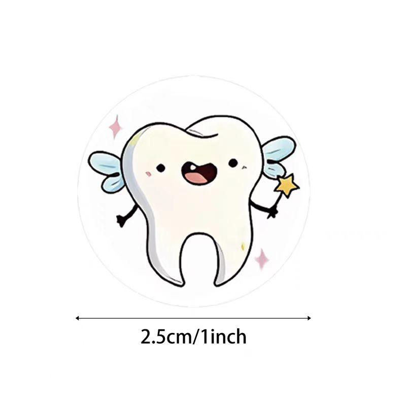 500Pcs/Roll Dental Stickers Cartoon Decoration Tooth Shaped Sticker Label Sticker Dental Supplies Dentistry Dental Clinic Decals